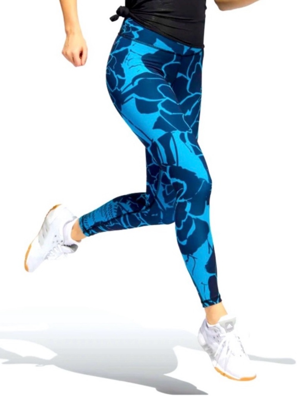 Adidas Optime Superher Training 7/8 Leggings Blue Floral Size Medium —#030 - Picture 4 of 11